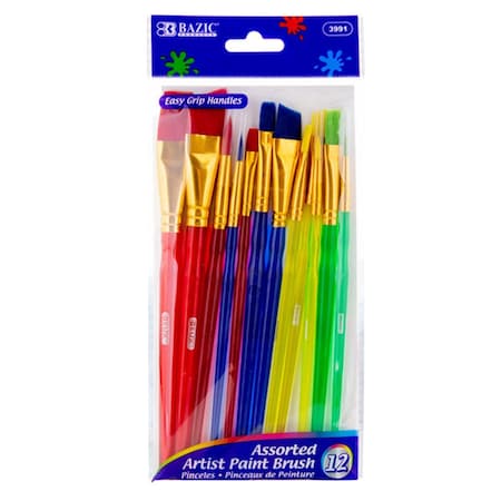 Bazic Products Bazic  Assorted Nylon Paint Brush Set with Translucent Handle, 12 Piece 3991
